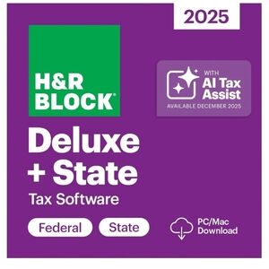 H&R Block Deluxe + State Tax Software 2025